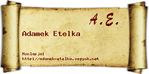 Adamek Etelka névjegykártya